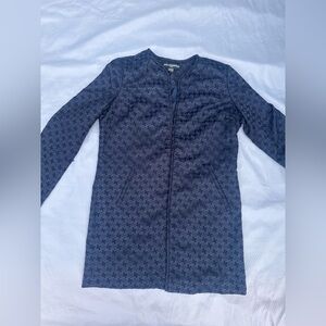 Karl Lagerfeld Dark Blue Geometric Long Sleeve coat .